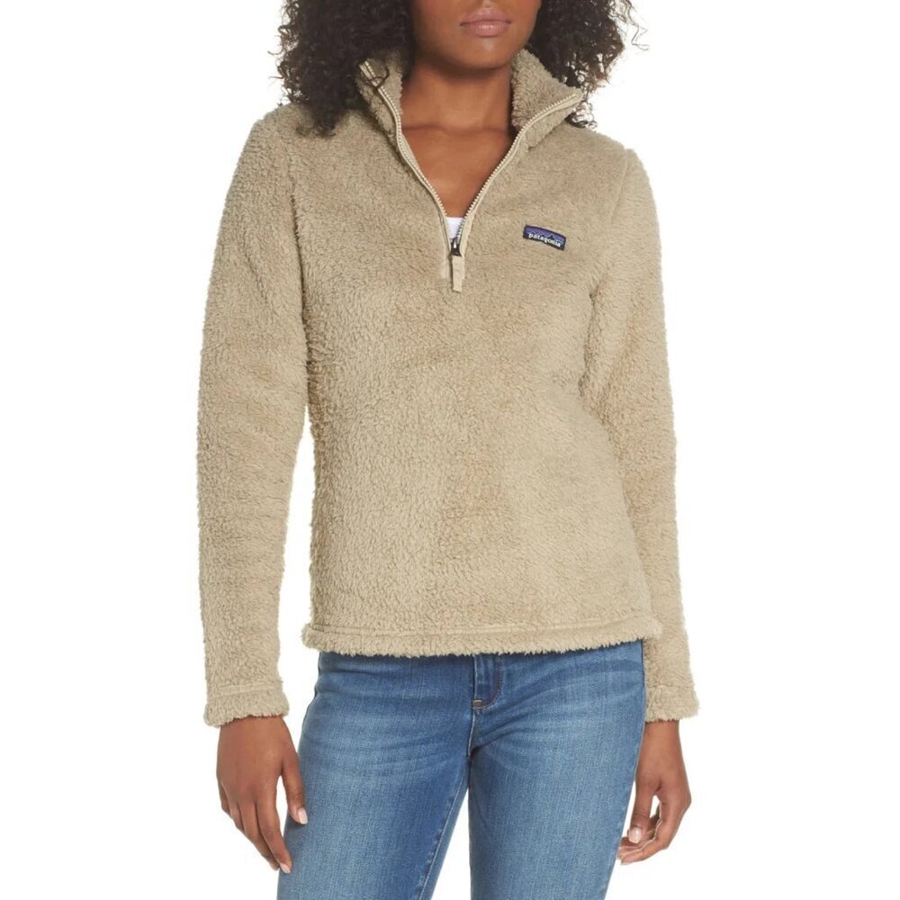 Patagonia Women's 1/4 Zip Los Gatos Fleece Pullover Jacket Tan 29914